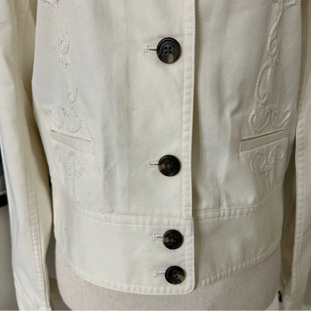 Lauren Ralph Lauren Cream Jean Jacket Classic Style SZ M - Picture 4 of 6